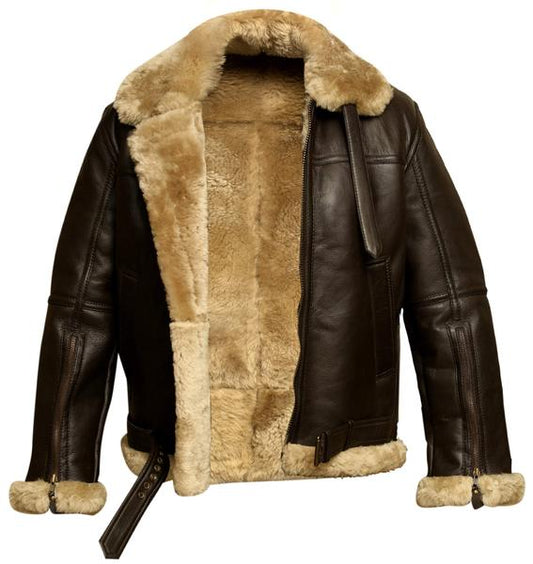 Aviator Bomber Jacket B3 Real Shearling Sheepskin Leather
