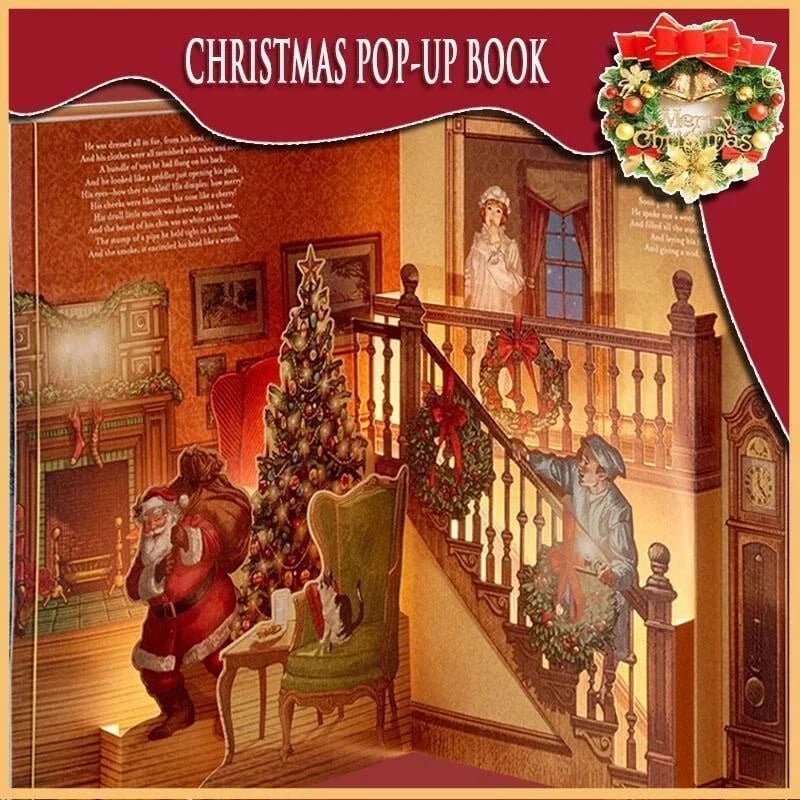 🎁2025 Best Christmas Gifts For Kids-Night Before Christmas Pop-Up Book(Light & Sound)