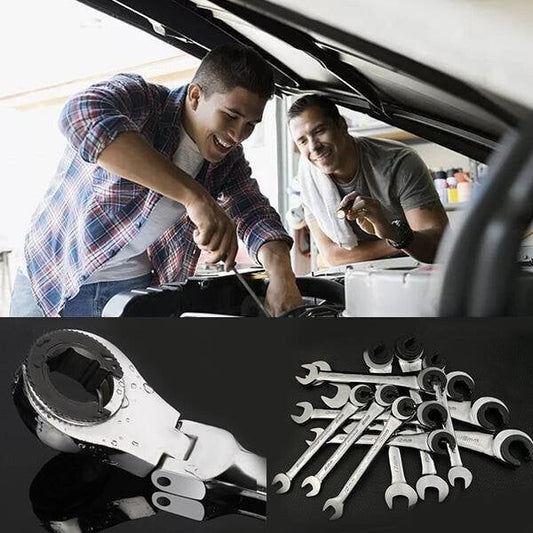 š„Last Day 50% OFFš„Open Tubing Ratchet Wrench (Fixed Head-Flexible Head 2 IN 1)
