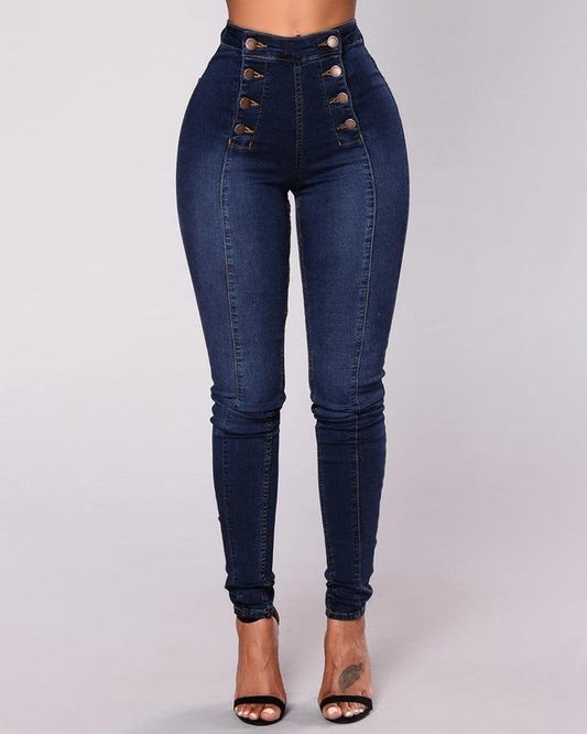 šDouble Breasted High Waist Skinny Jeans āBUY 2 FREE SHIPPING