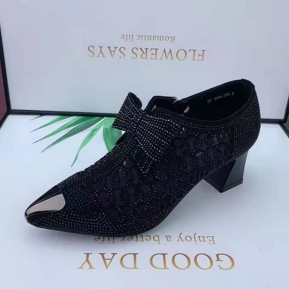 2026 summer casual  Rhinestone hollow chunky heel shoes and new belt buckle solid color plus size women's sandals