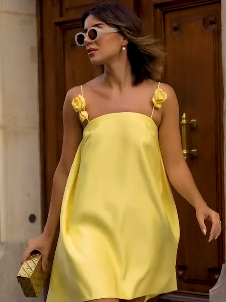 Backless 3D Rose Mini Dress
