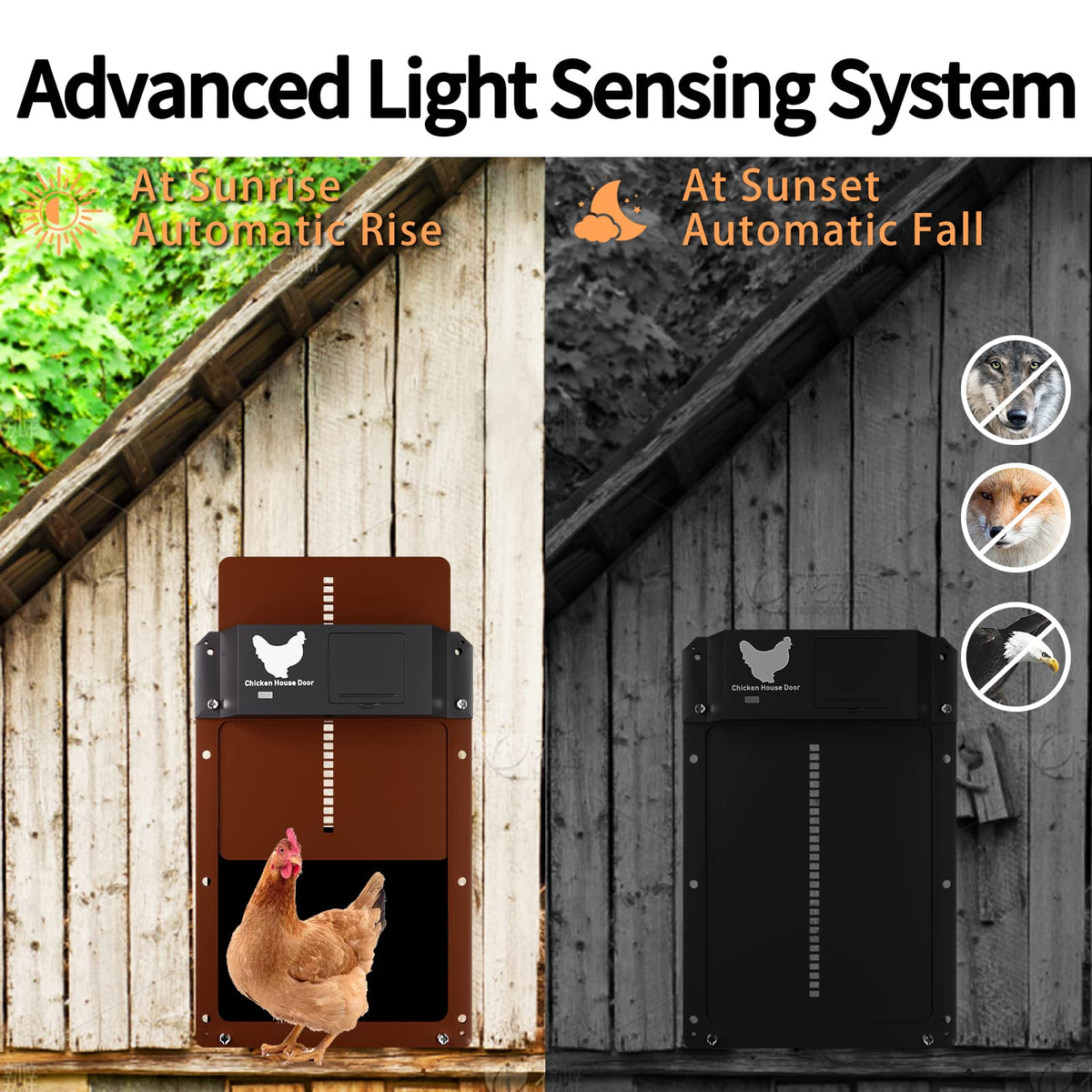 Automatic Chicken Coop Door Opener Light Sensor Battery Operated Color Auto Door