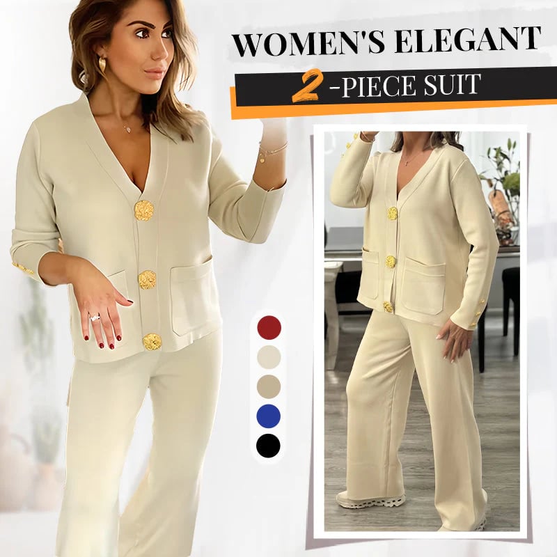 ⏰Women's Button Sweater & Wide-Leg Pants 2-Piece Set👚👖