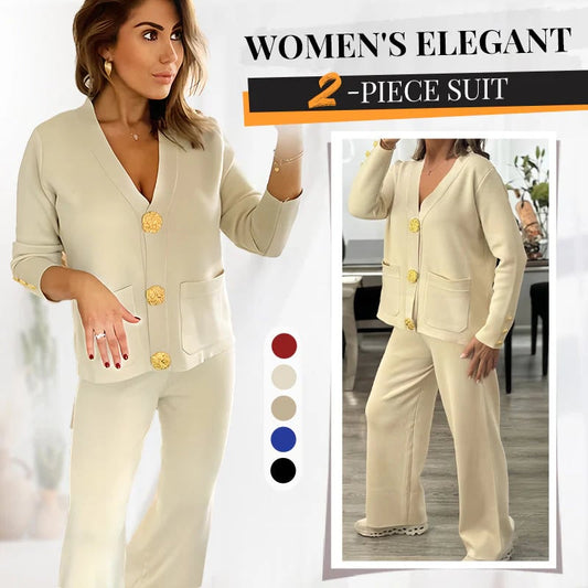 ⏰Women's Button Sweater & Wide-Leg Pants 2-Piece Set👚👖