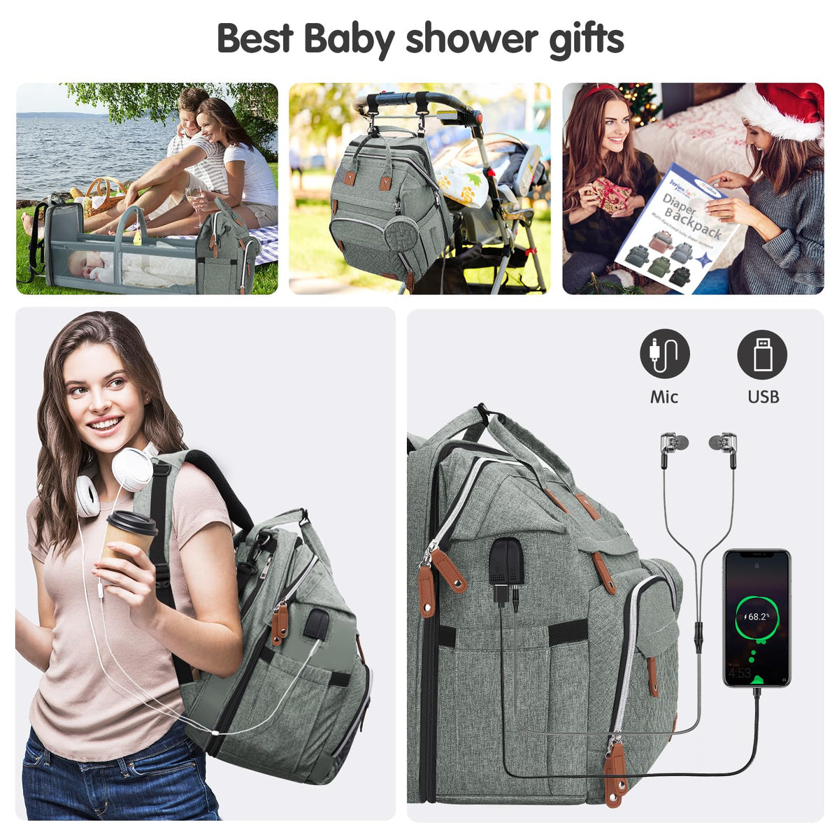 Diaper Bag Backpack,Baby Diaper Bags, Baby Shower Gifts, Multifunctional diaper backpack Large Capacity