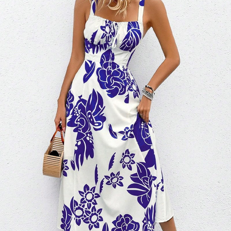 ⏳Limited-time 60% off⏰Women's Floral Print Spaghetti Strap Dress🌿👗