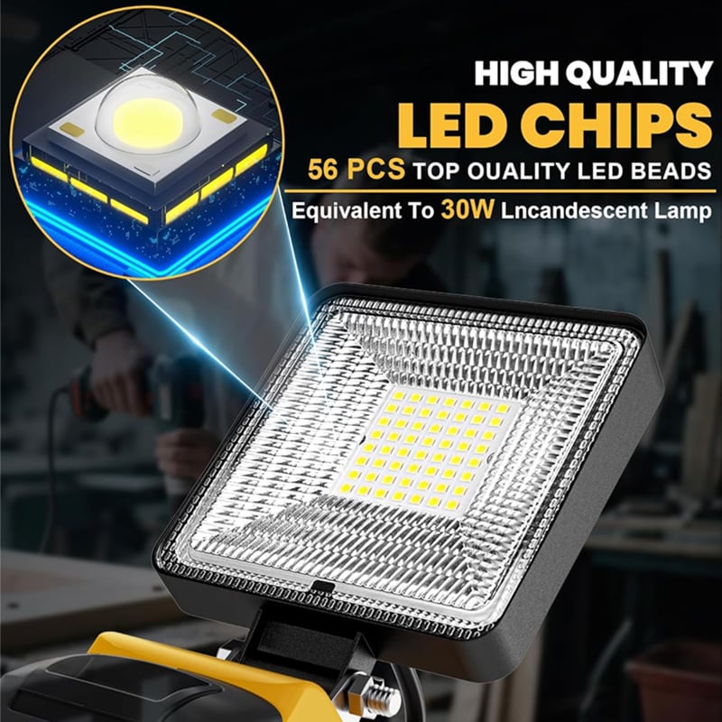 ⚡3000LM Cordless LED Work Light with charging Ports