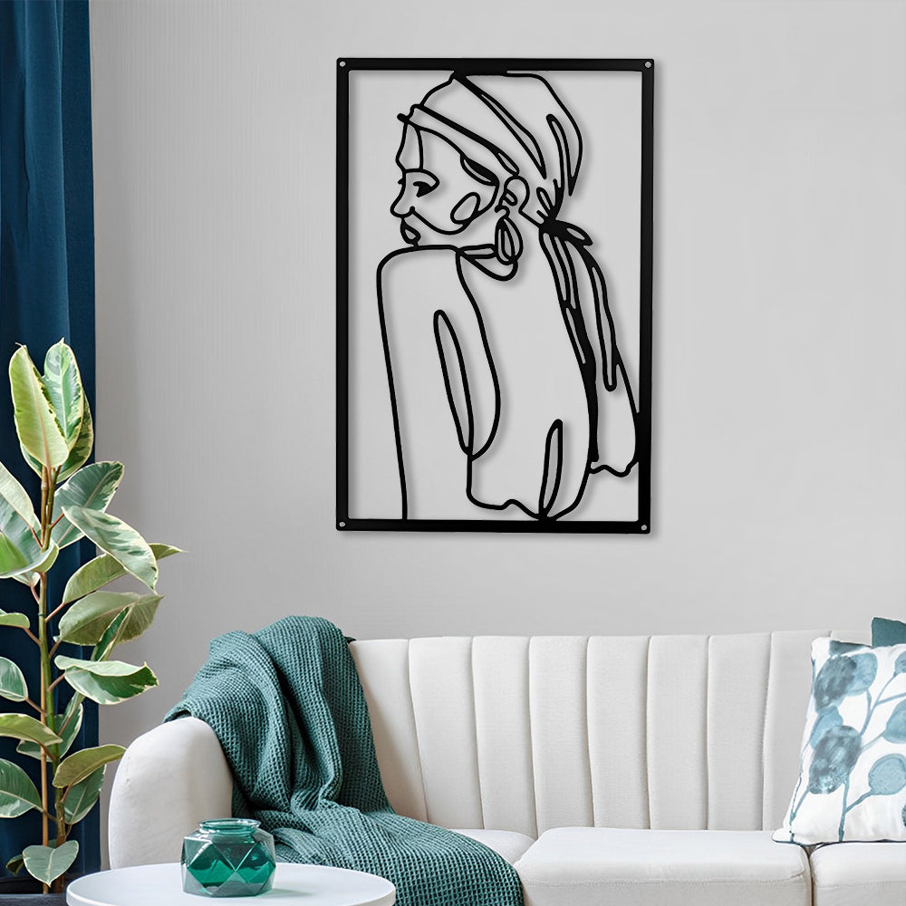Abstract Woman Lines Metal Wall Art version 017