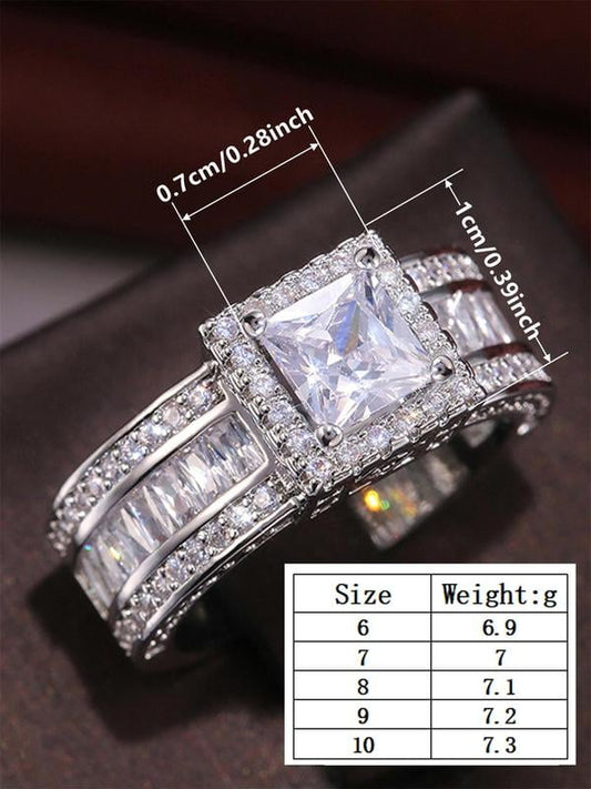 S925 Sterling Silver Luxury Gorgeous Artificial Crystal Decor Ring