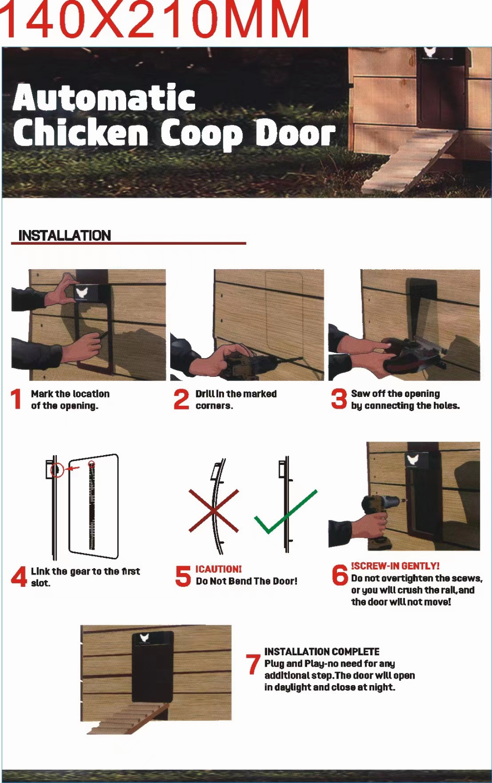 Automatic Chicken Coop Door Opener Light Sensor Battery Operated Color Auto Door