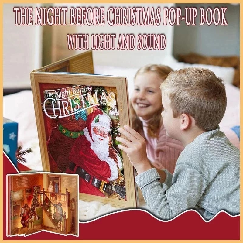 🎁2025 Best Christmas Gifts For Kids-Night Before Christmas Pop-Up Book(Light & Sound)