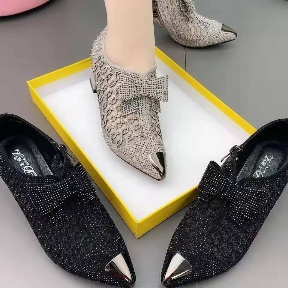 2026 summer casual  Rhinestone hollow chunky heel shoes and new belt buckle solid color plus size women's sandals